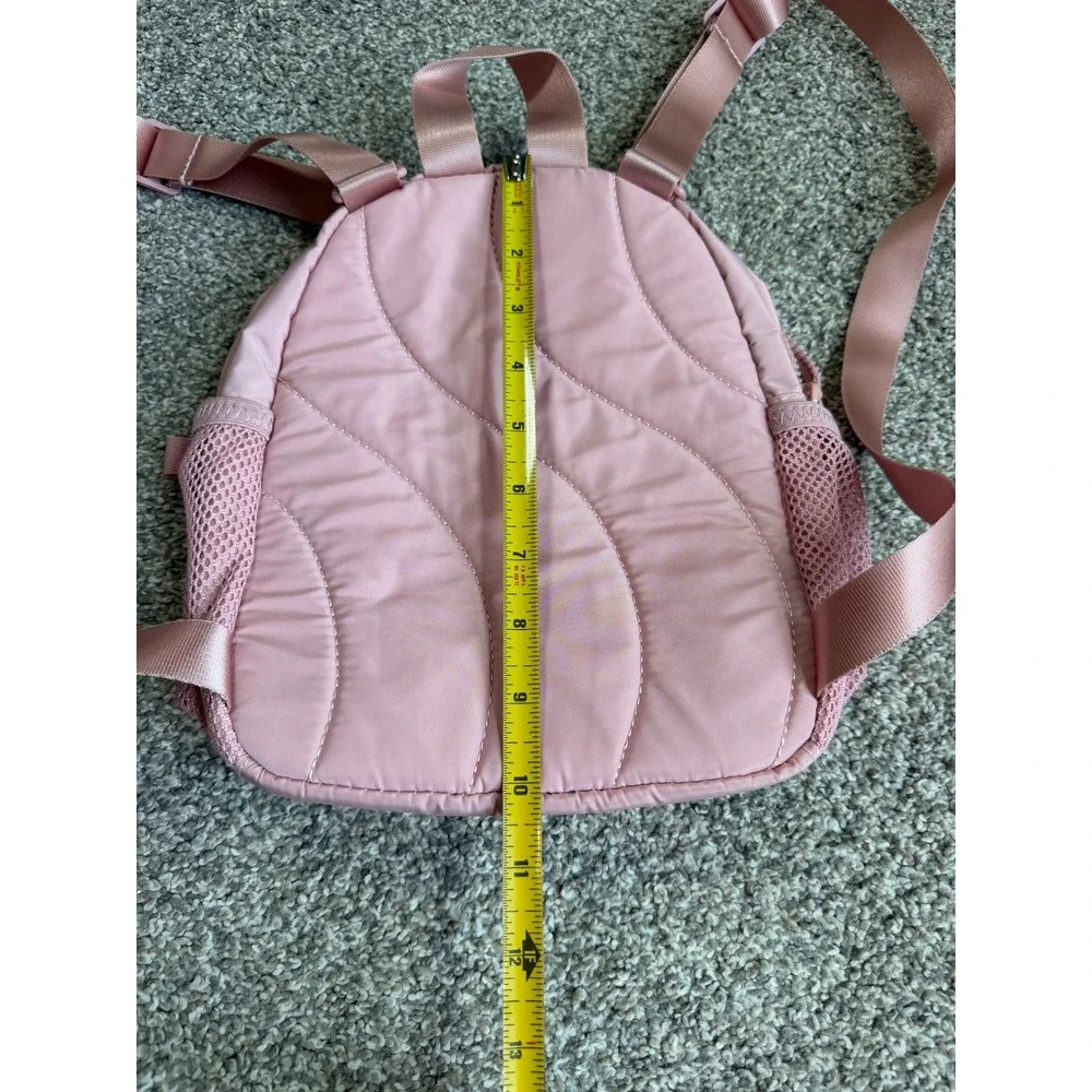 Adidas Mini Backpack Pink Rose Gold Logo Quilted Small Daypack Bag